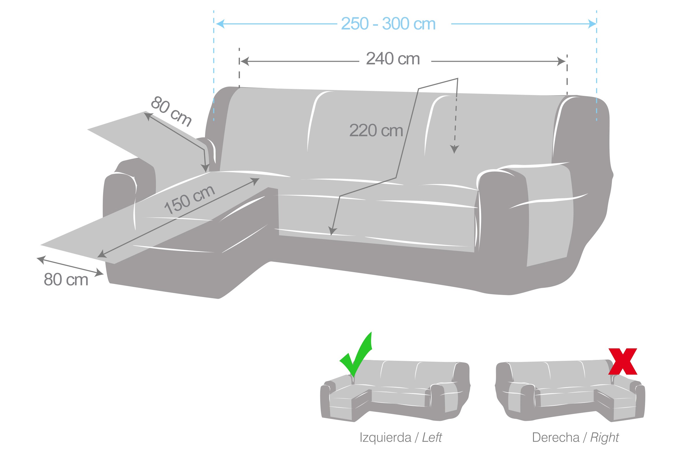 Capa anti-manchas para a Chaise Longue Turin