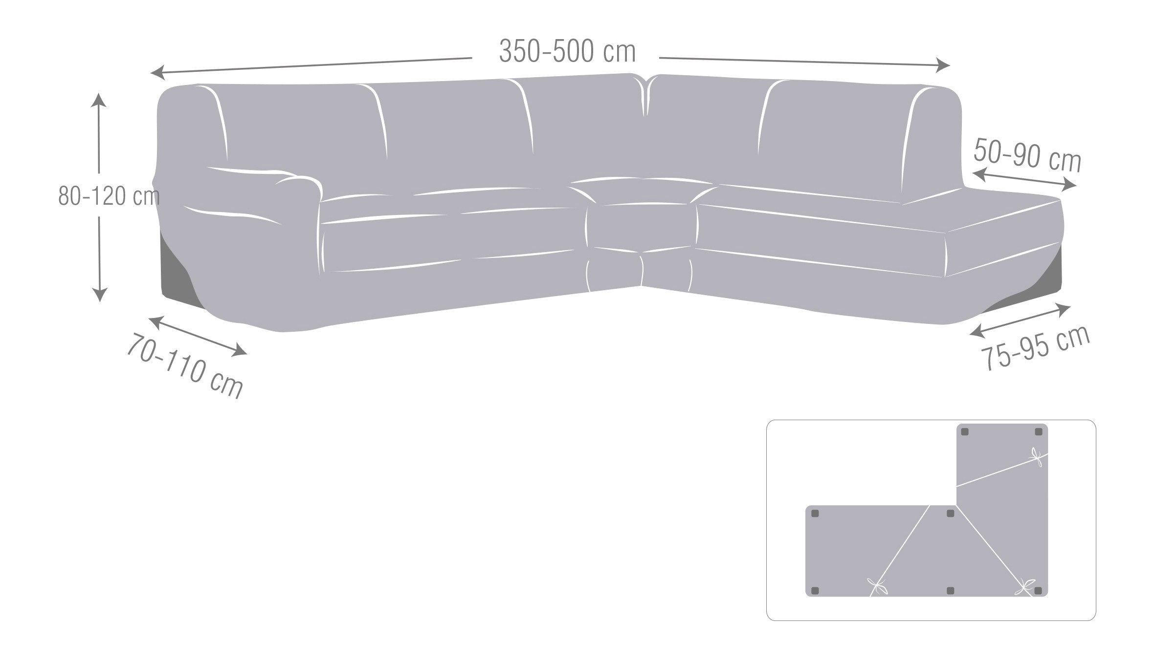 Capa super elástica para Chaise Longue de canto modelo Roc