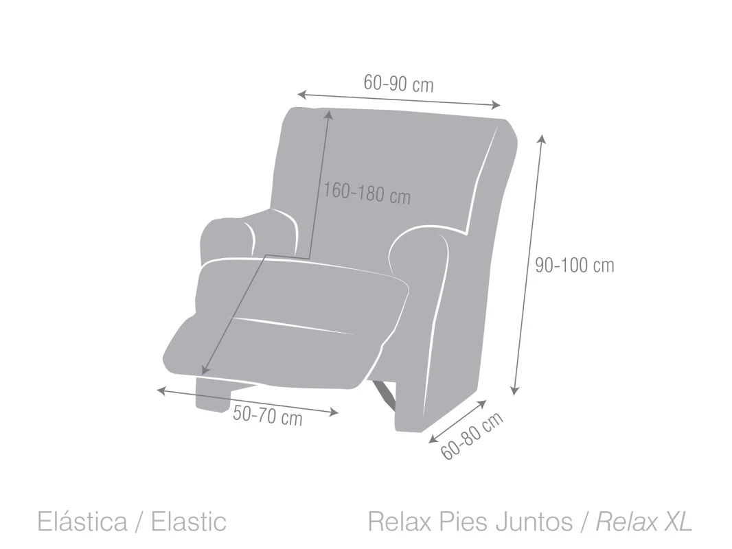 Capa elástica para poltrona reclinável modelo Argos com pés juntos Capa elástica para poltrona reclinável modelo Argos com pés juntos