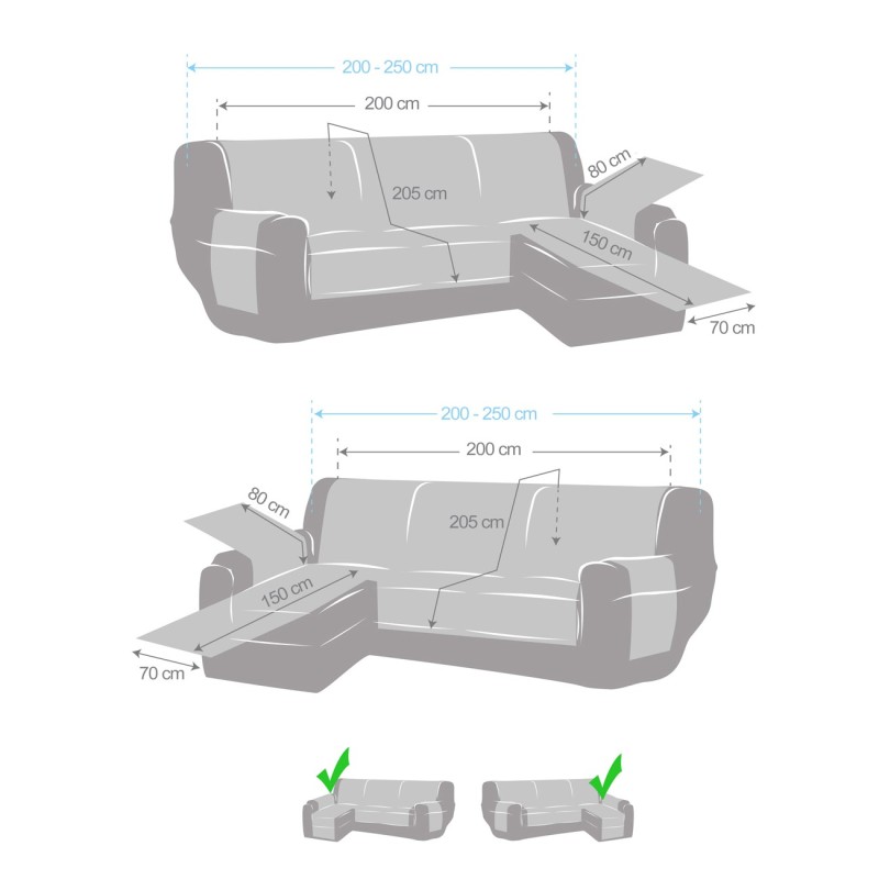 Cobre acolchoado para chaise longue Noruega | Antiderrapante e reversível Cobre acolchoado para chaise longue Noruega | Antiderrapante e reversível