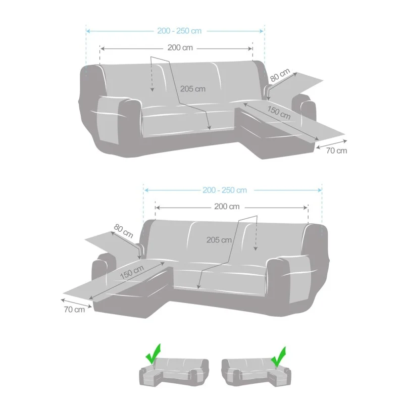 Cobre acolchoado para chaise longue Noruega | Antiderrapante e reversível Cobre acolchoado para chaise longue Noruega | Antiderrapante e reversível