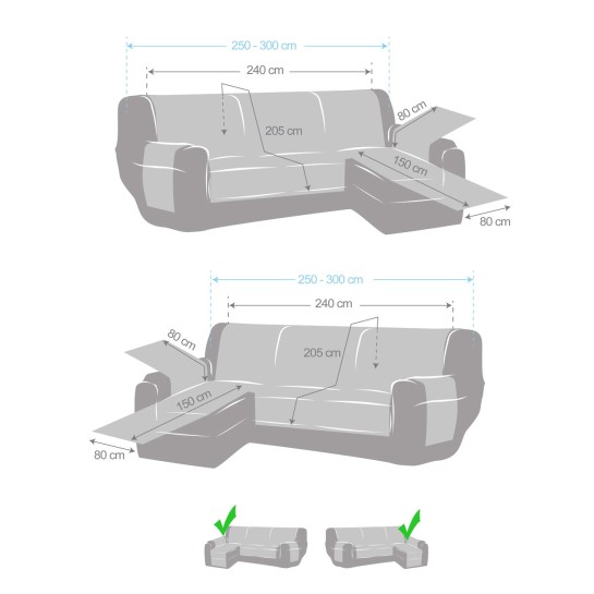 Capa almofadada modelo Noruega para chaise longue