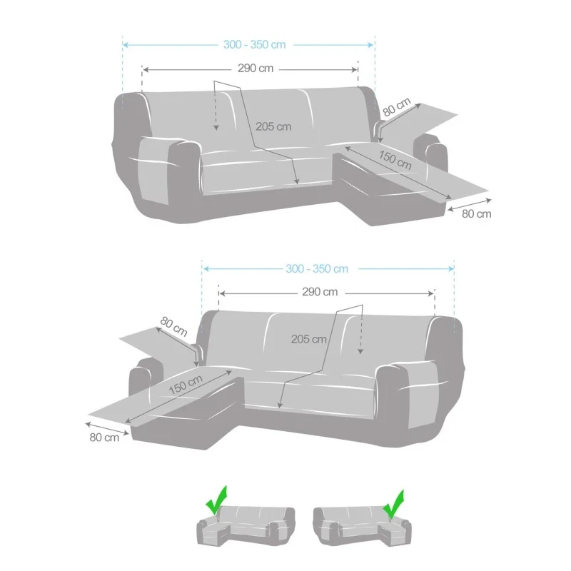 Cobre acolchoado para chaise longue Noruega | Antiderrapante e reversível