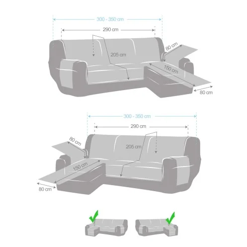 Cobre acolchoado para chaise longue Noruega | Antiderrapante e reversível