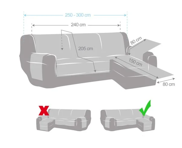 Cobre antiderrapante para chaise longue Noruega | Acolchoado e prático