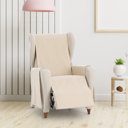 Capa cobre poltrona relax Aqua | Sofisticação diária com riscas práticas