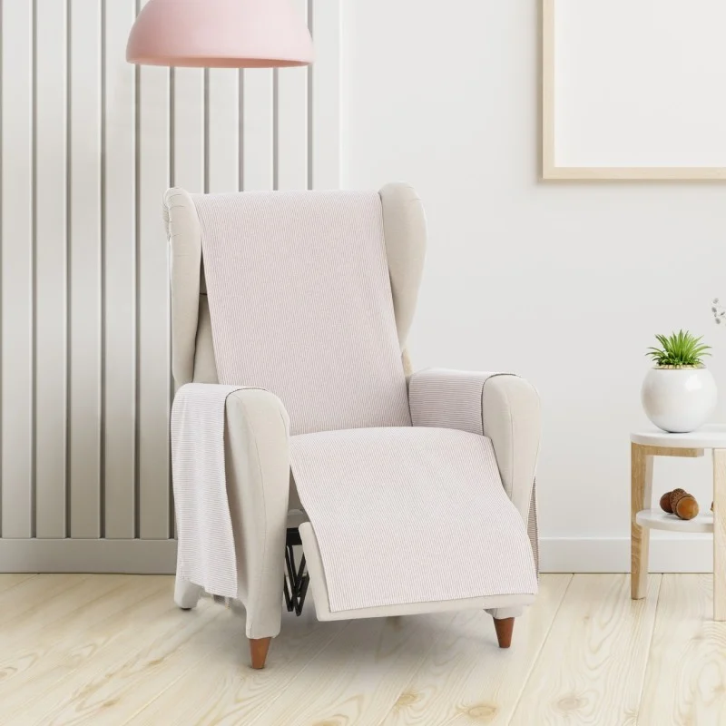 Capa cobre poltrona relax Aqua | Sofisticação diária com riscas práticas