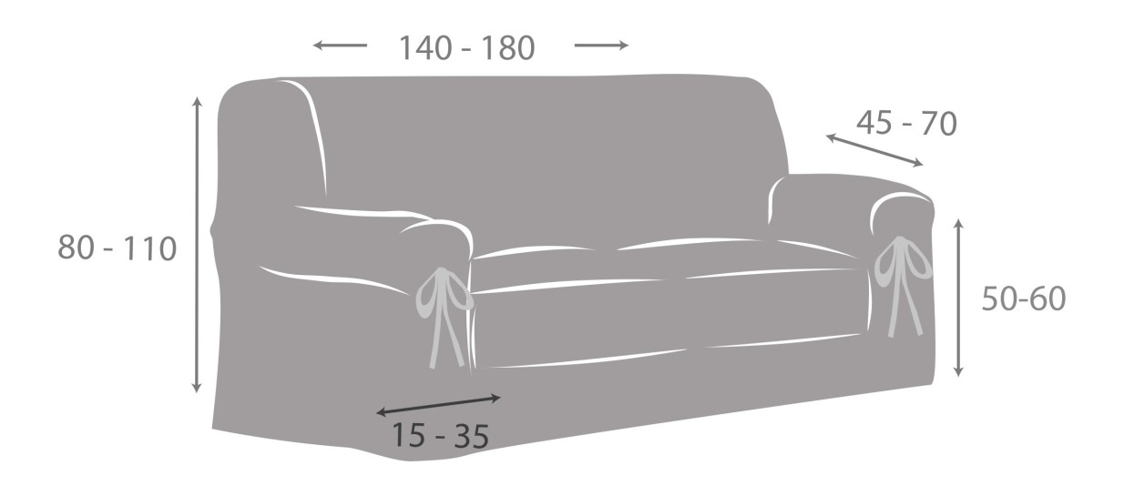 Capa de sofá resistente a manchas com tiras, modelo Turin