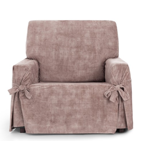 Capa de poltrona Turim com laços | Veludo elegante | Ajuste seguro | Decoração clássica | Lavável na máquina