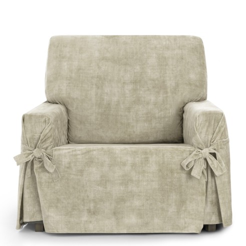 Capa de poltrona Turim com laços | Veludo elegante | Ajuste seguro | Decoração clássica | Lavável na máquina