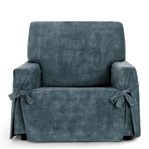 Capa de poltrona Turim com laços | Veludo elegante | Ajuste seguro | Decoração clássica | Lavável na máquina