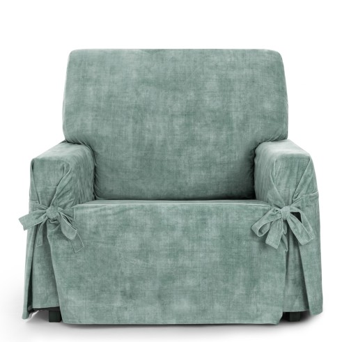 Capa de poltrona Turim com laços | Veludo elegante | Ajuste seguro | Decoração clássica | Lavável na máquina