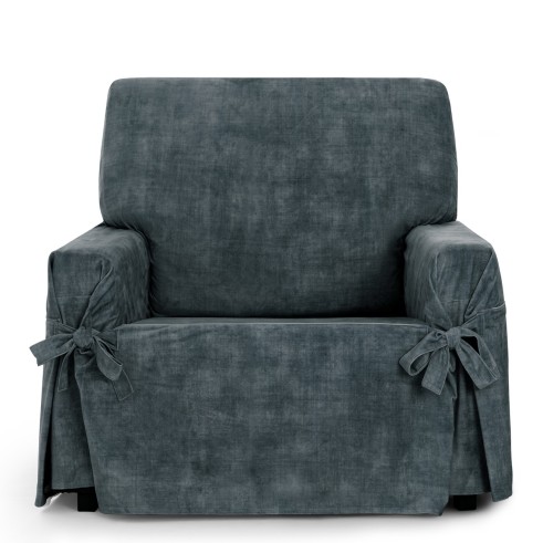 Capa de poltrona Turim com laços | Veludo elegante | Ajuste seguro | Decoração clássica | Lavável na máquina