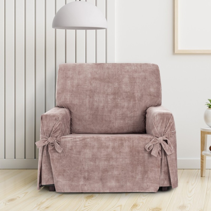 Capa de poltrona Turim com laços | Veludo elegante | Ajuste seguro | Decoração clássica | Lavável na máquina Capa de poltrona Turim com laços | Veludo elegante | Ajuste seguro | Decoração clássica | Lavável na máquina