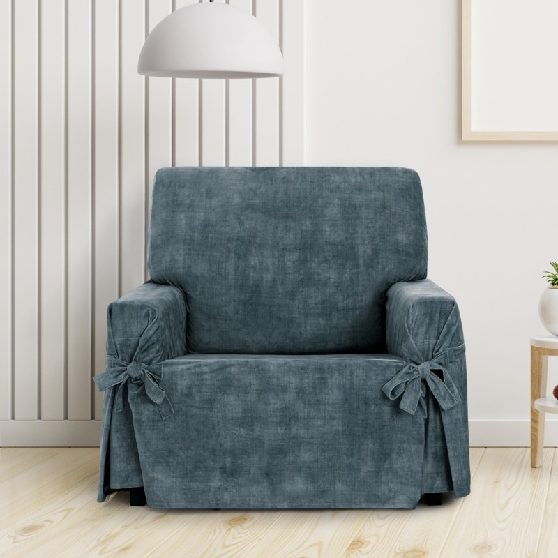 Capa de poltrona Turim com laços | Veludo elegante | Ajuste seguro | Decoração clássica | Lavável na máquina Capa de poltrona Turim com laços | Veludo elegante | Ajuste seguro | Decoração clássica | Lavável na máquina