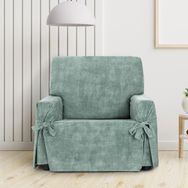Capa de poltrona Turim com laços | Veludo elegante | Ajuste seguro | Decoração clássica | Lavável na máquina Capa de poltrona Turim com laços | Veludo elegante | Ajuste seguro | Decoração clássica | Lavável na máquina