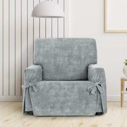 Capa de poltrona Turim com laços | Veludo elegante | Ajuste seguro | Decoração clássica | Lavável na máquina