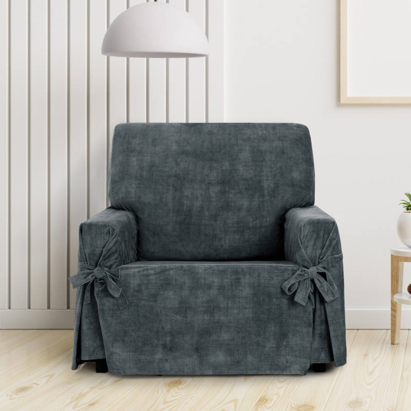 Capa de poltrona Turim com laços | Veludo elegante | Ajuste seguro | Decoração clássica | Lavável na máquina Capa de poltrona Turim com laços | Veludo elegante | Ajuste seguro | Decoração clássica | Lavável na máquina