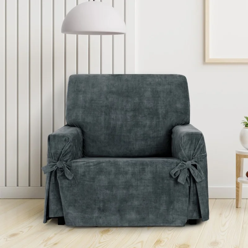 Capa de poltrona Turim com laços | Veludo elegante | Ajuste seguro | Decoração clássica | Lavável na máquina Capa de poltrona Turim com laços | Veludo elegante | Ajuste seguro | Decoração clássica | Lavável na máquina
