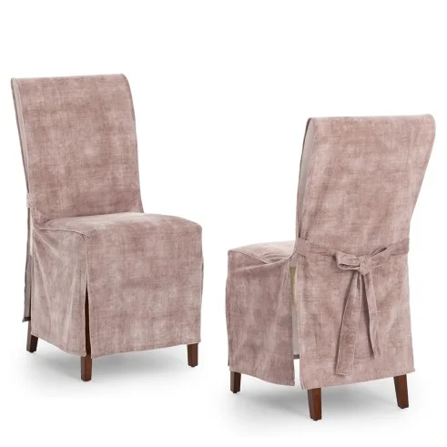 Capas de cadeira Turim x2 | Hotelaria | Veludo antimanchas | Laços ajustáveis | Elegância profissional