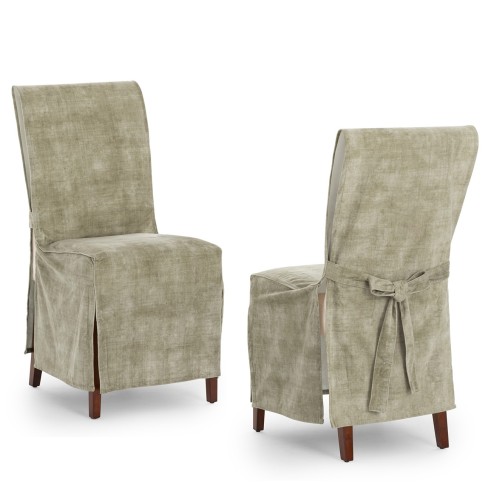Capas de cadeira Turim x2 | Hotelaria | Veludo antimanchas | Laços ajustáveis | Elegância profissional