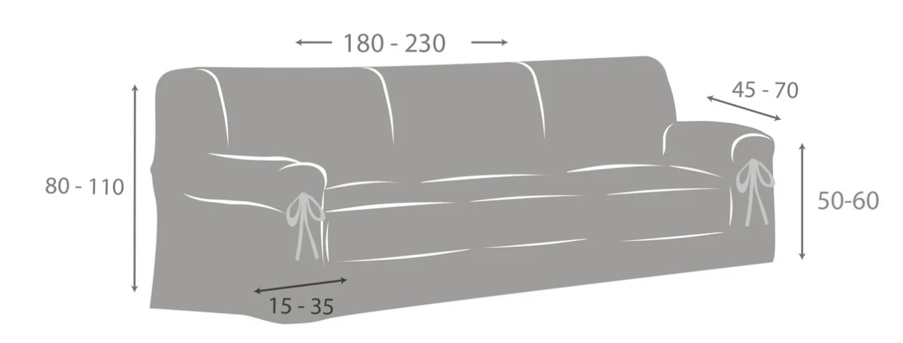 Capa de sofá Francesca com laços | Design geométrico | Ajuste decorativo | Textura suave | Lavável