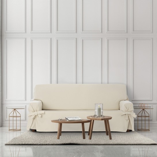 Capa de sofá Francesca com laços | Design geométrico | Ajuste decorativo | Textura suave | Lavável