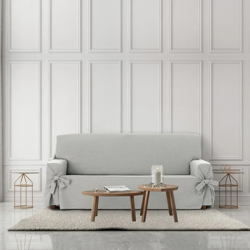 Capa de sofá Francesca com laços | Design geométrico | Ajuste decorativo | Textura suave | Lavável