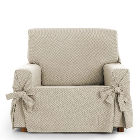 Capa de poltrona Francesca com laços | Geometria decorativa | Proteção completa | Toque suave | Lavável na máquina