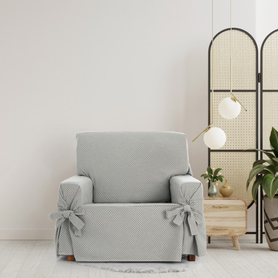 Capa de poltrona Francesca com laços | Geometria decorativa | Proteção completa | Toque suave | Lavável na máquina