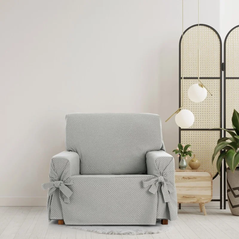 Capa de poltrona Francesca com laços | Geometria decorativa | Proteção completa | Toque suave | Lavável na máquina