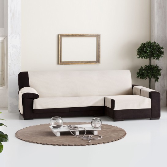 Capa Bianca para Chaise Longue | Algodão 100% | Proteção parcial | Bolsos nos apoios de braços | Lavável