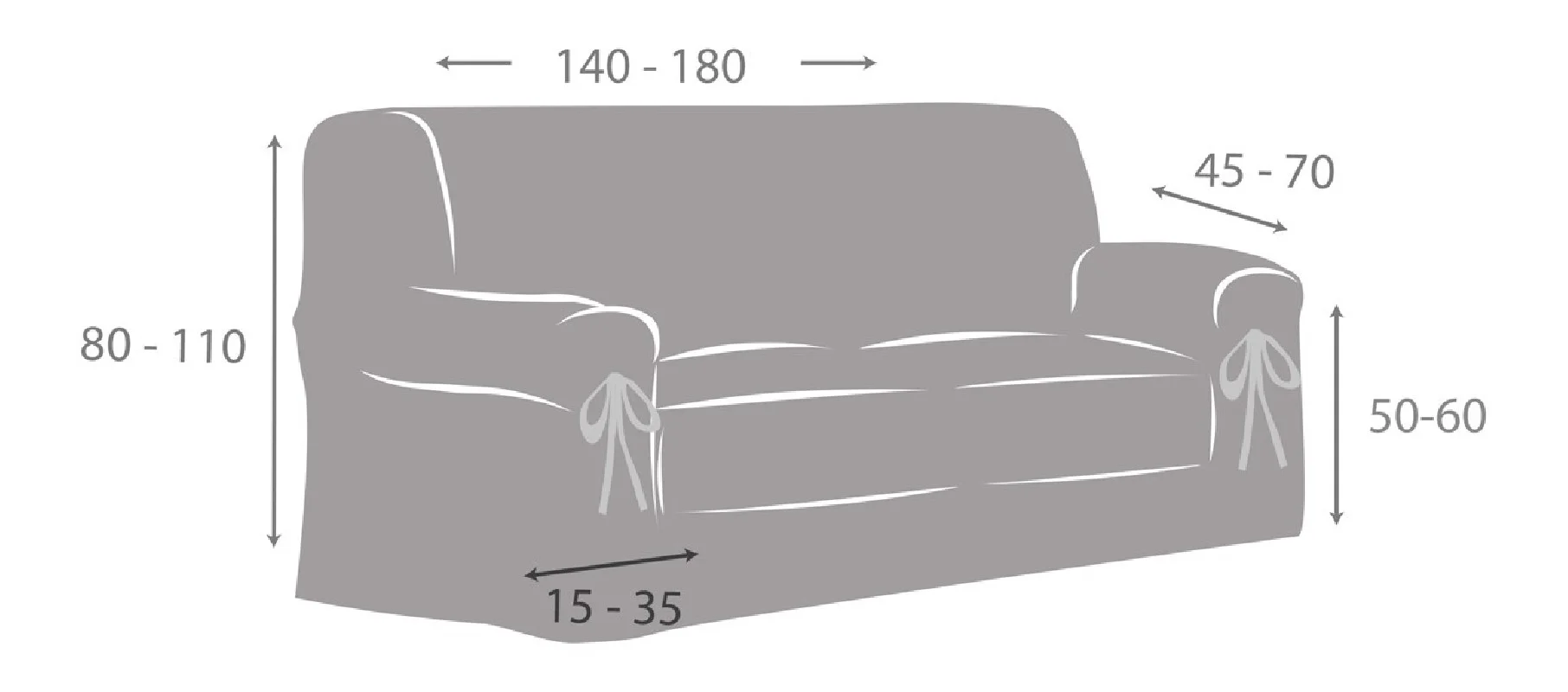 Capa de sofá Bianca com laços | Design clássico | Textura geométrica | Ajuste elegante | Lavagem fácil Capa de sofá Bianca com laços | Design clássico | Textura geométrica | Ajuste elegante | Lavagem fácil