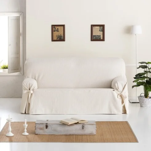 Capa de sofá Bianca com laços | Design clássico | Textura geométrica | Ajuste elegante | Lavagem fácil