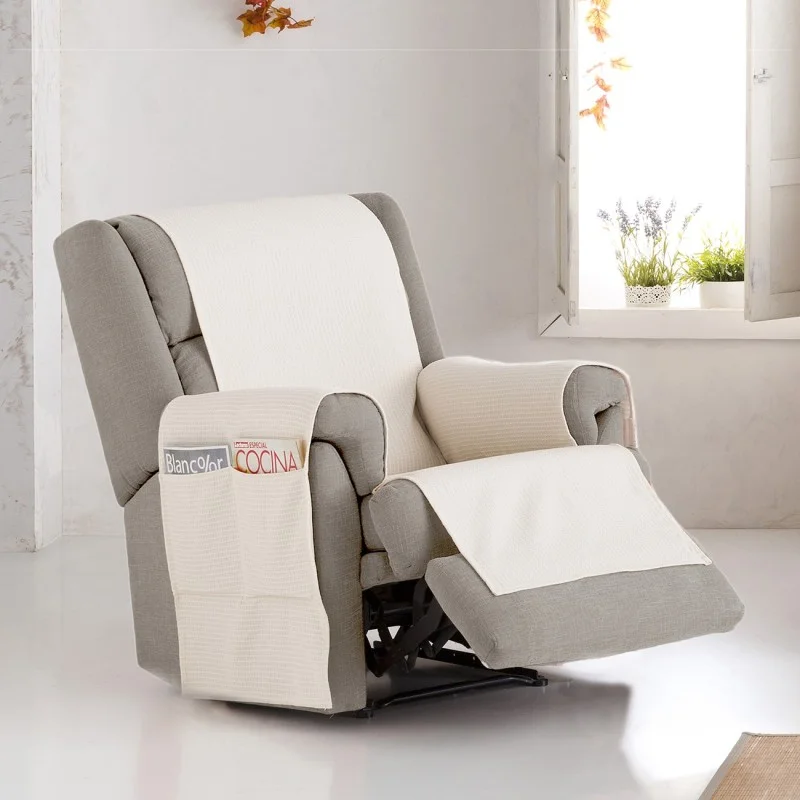 Capa cobre poltrona relax Bianca | Algodão resistente | Proteção parcial com bolsos | Lavagem fácil Capa cobre poltrona relax Bianca | Algodão resistente | Proteção parcial com bolsos | Lavagem fácil
