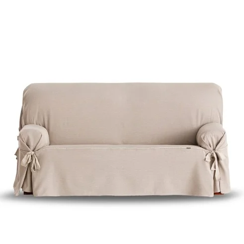 Capa de sofá com laços Constanza | Tecido chevron não elástico | Ajuste decorativo clássico | Lavável