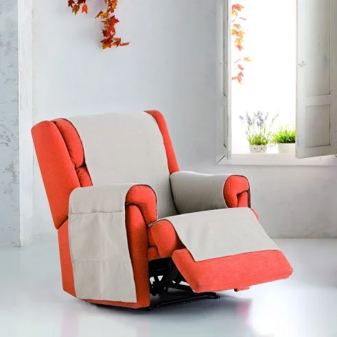 Capa cobre poltrona relax Constanza | Algodão em chevron | Cobertura com bolsos | Estilo confortável e lavável