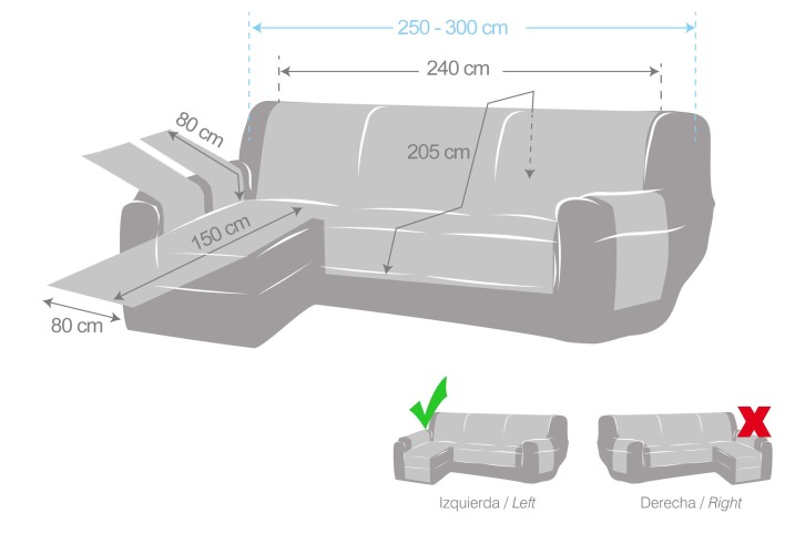 Capa Bianca para Chaise Longue | Algodão 100% | Proteção parcial | Bolsos nos apoios de braços | Lavável