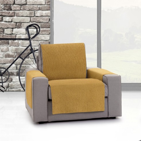Capa cobre poltrona Mid | Linhas finas contemporâneas | Proteção visual sem cobrir | Lavagem fácil