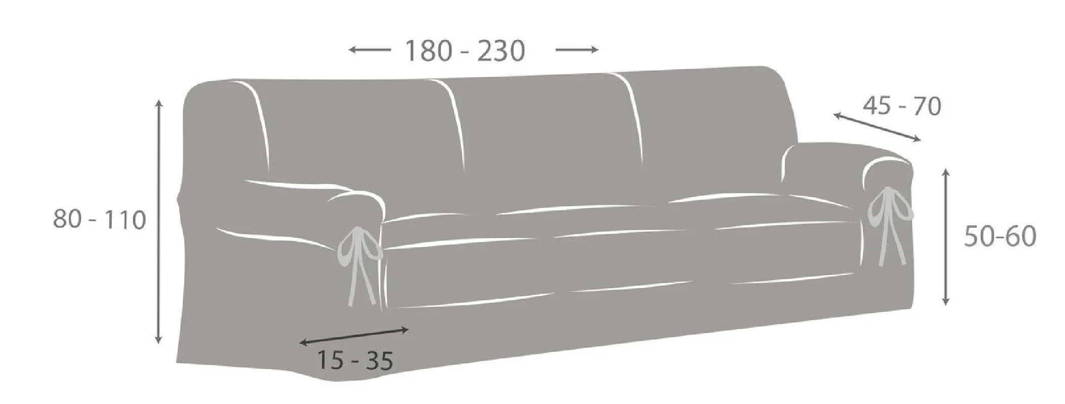 Capa de sofá com laços Mid | Tecido fino elegante | Ajuste clássico decorativo | Fácil de lavar Capa de sofá com laços Mid | Tecido fino elegante | Ajuste clássico decorativo | Fácil de lavar