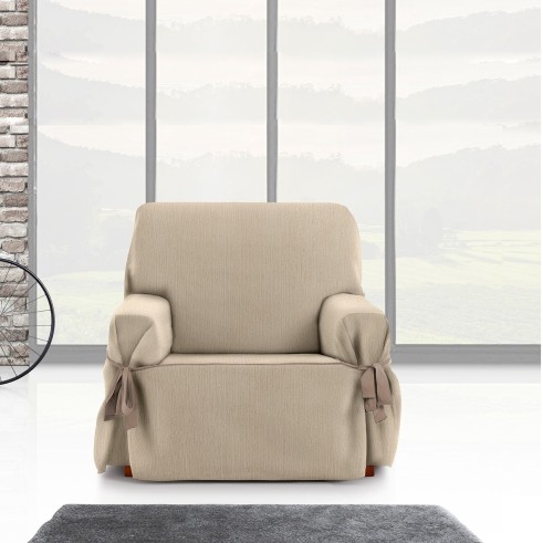 Capa de sofá com laços Mid | Tecido fino elegante | Ajuste clássico decorativo | Fácil de lavar