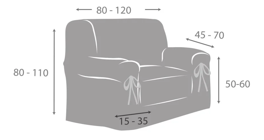 Capa sofá com laços impermeável Garona | Tecido resistente | Ajuste decorativo | Lavável na máquina