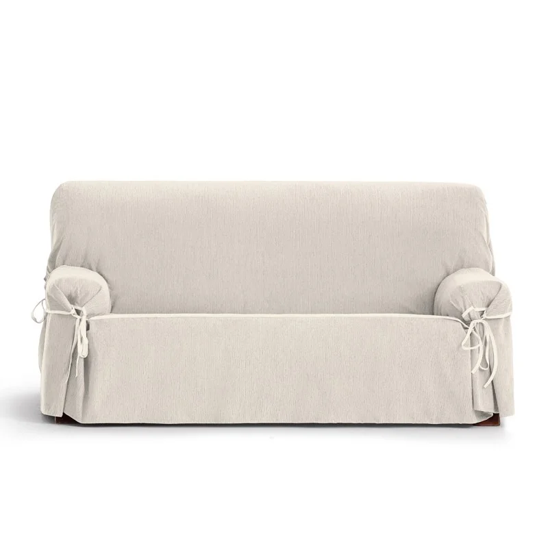 Capa sofá com laços impermeável Loira | Tecido texturizado | Ajuste elegante | Lavável e funcional