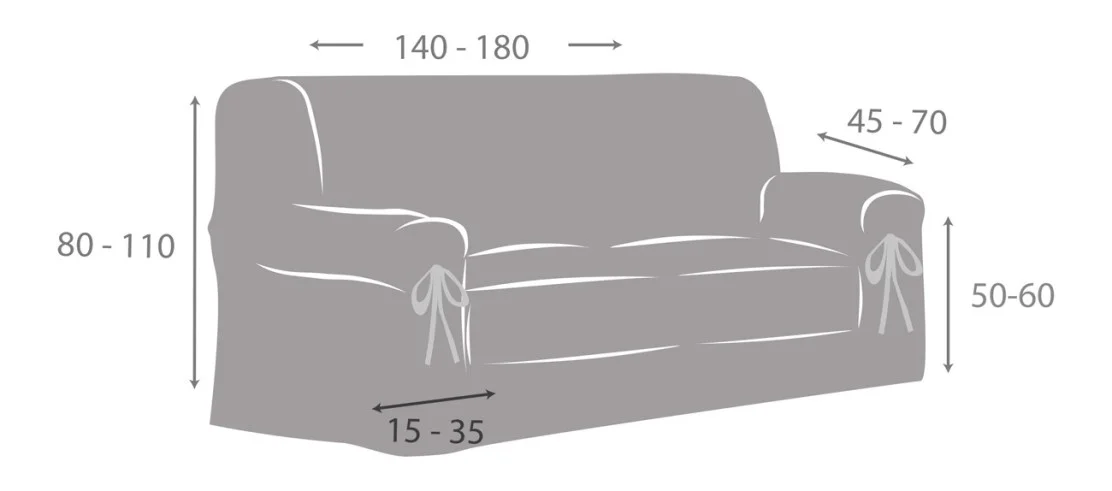 Capa sofá com laços impermeável Loira | Tecido texturizado | Ajuste elegante | Lavável e funcional