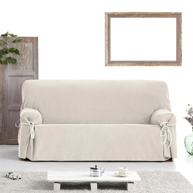 Capa sofá com laços impermeável Loira | Tecido texturizado | Ajuste elegante | Lavável e funcional