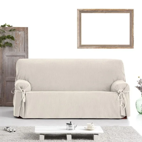 Capa sofá com laços impermeável Loira | Tecido texturizado | Ajuste elegante | Lavável e funcional