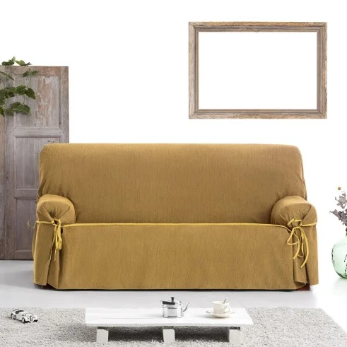 Capa sofá com laços impermeável Loira | Tecido texturizado | Ajuste elegante | Lavável e funcional