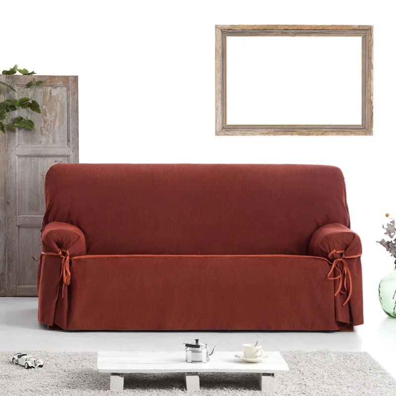 Capa sofá com laços impermeável Loira | Tecido texturizado | Ajuste elegante | Lavável e funcional