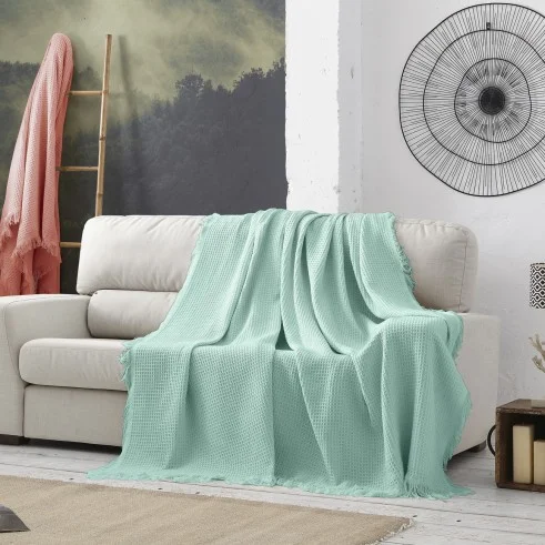 Manta waffle Amazonas | Textura em relevo | Estilo natural e moderno | Lavável na máquina