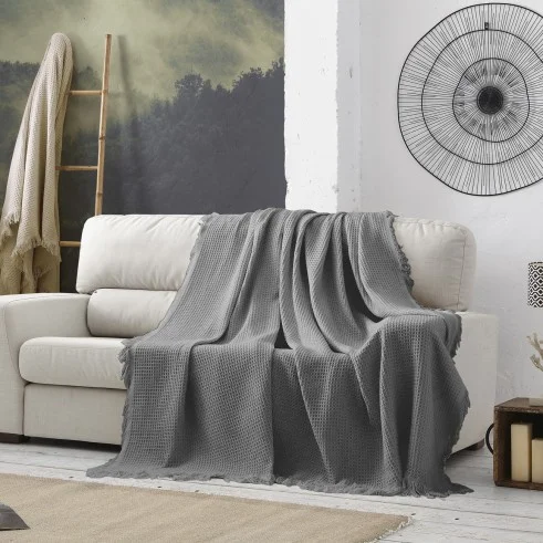Manta waffle Amazonas | Textura em relevo | Estilo natural e moderno | Lavável na máquina